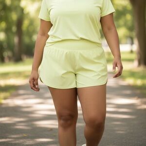 Athleta Plus Active Light Lime Run with it 3.5 Athletic Shorts